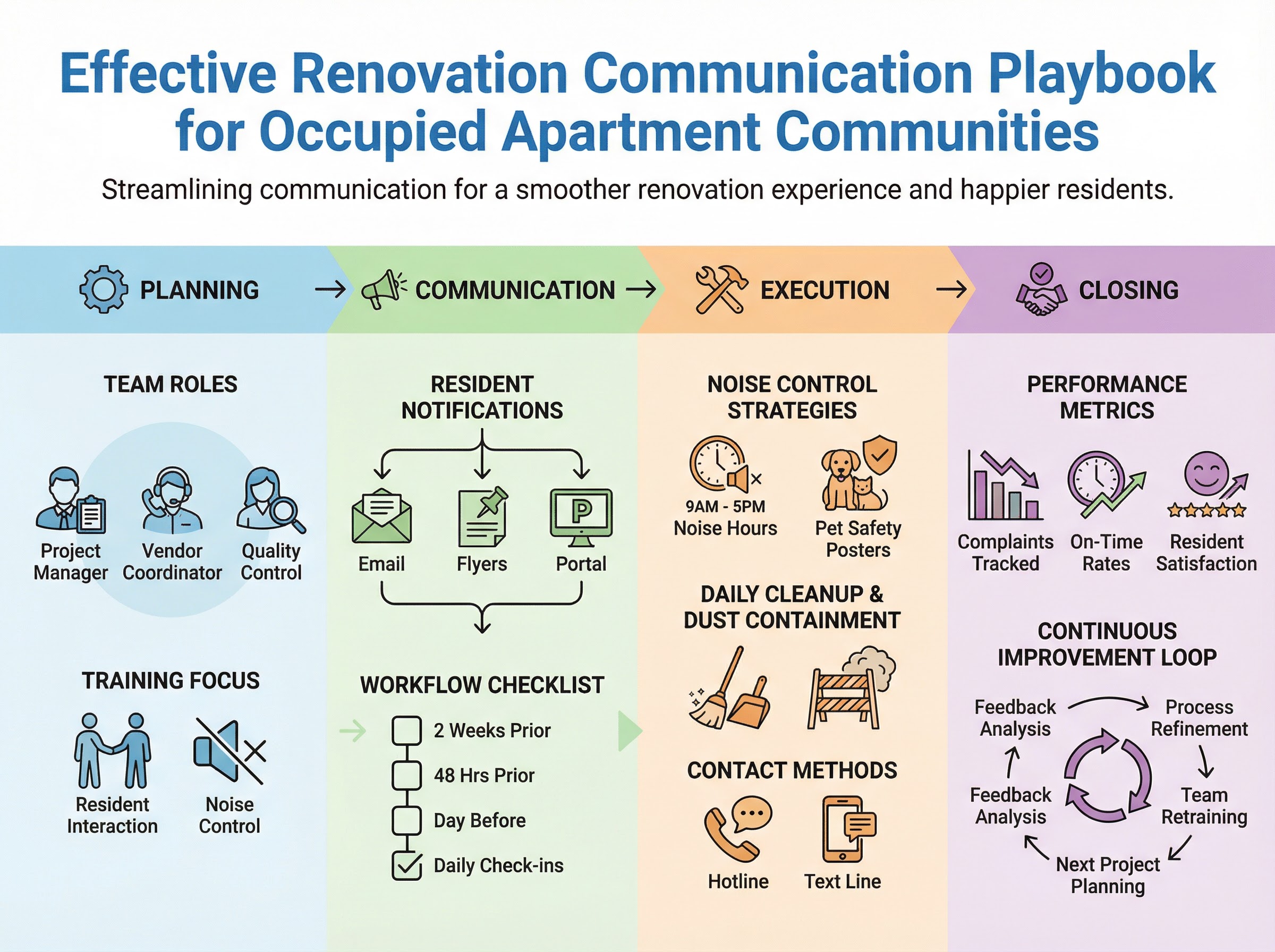 The Ultimate Renovation Communication and Workflow Playbook for Occupied Apartment Communities 1 Property manager discussing renovation communication plan for occupied apartments