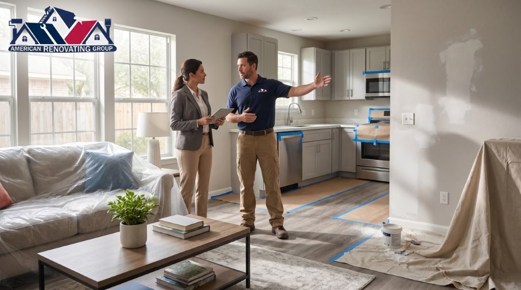 occupied apartment renovations in a Houston unit during coordination walkthrough
