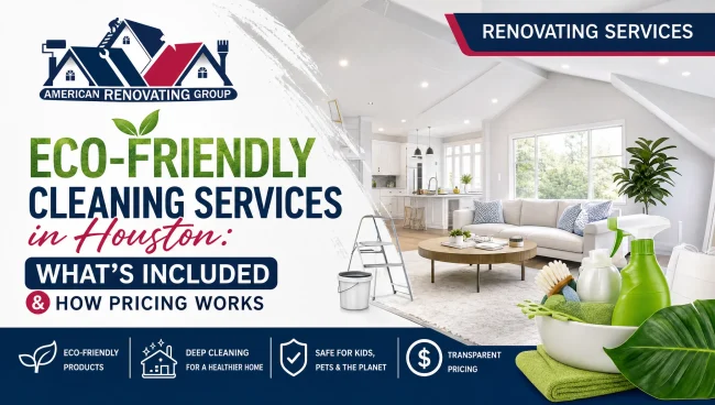 Professional using non-toxic products to clean a Houston office lobby, illustrating eco-friendly cleaning services Houston