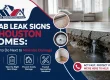 Diagnosing a slab leak Houston: plumber checks damp floors and foundation pipes in a Houston home after a sudden high water bill