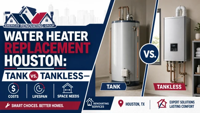 Water heater replacement Houston comparison: technician reviews tank vs. tankless units sized for a compact utility closet